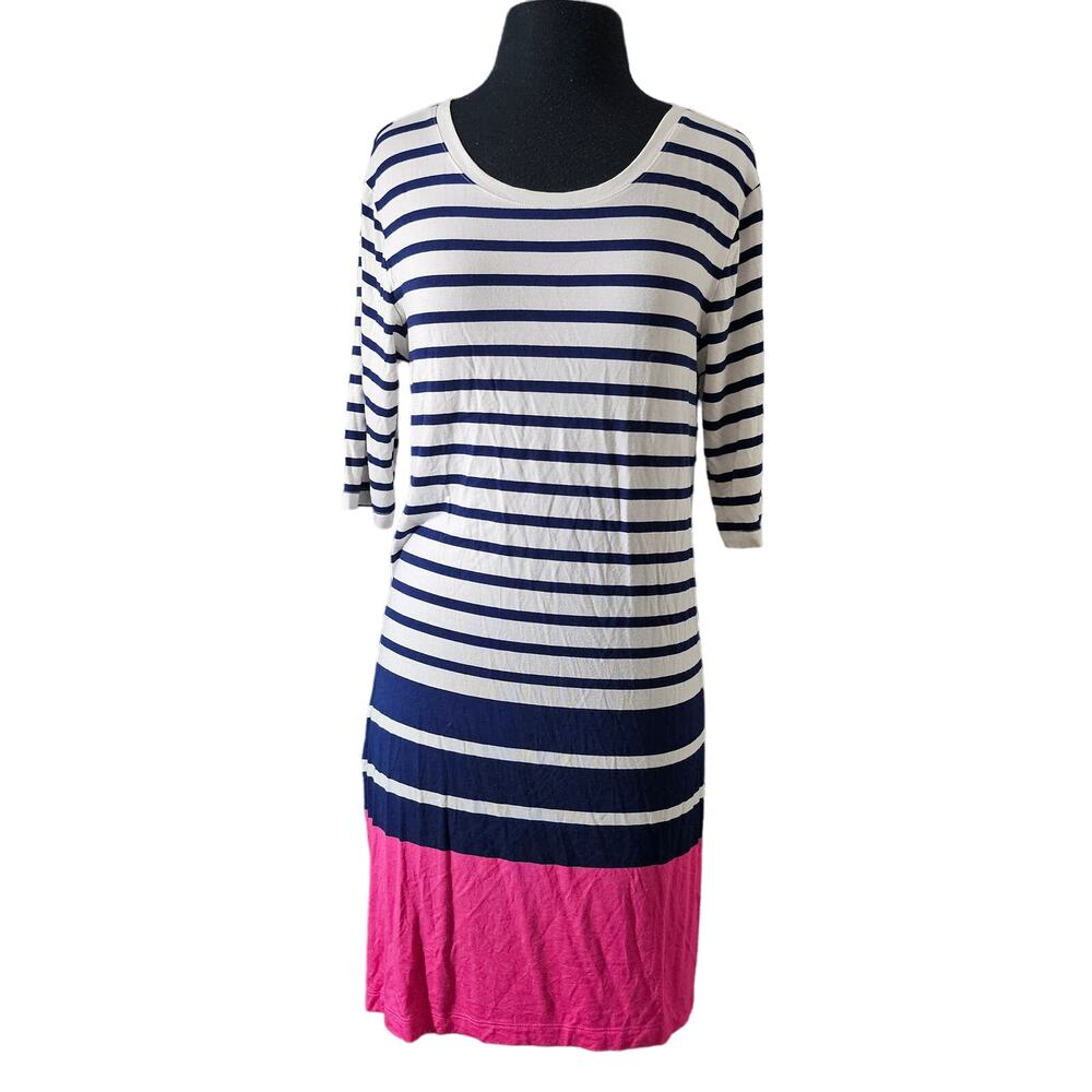 Cynthia Rowley Striped Tee Dress blue, pink sz L